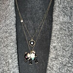 Betsy Johnson Women’s Elephant Crown Flower Bird Heart 2 Strand Necklace